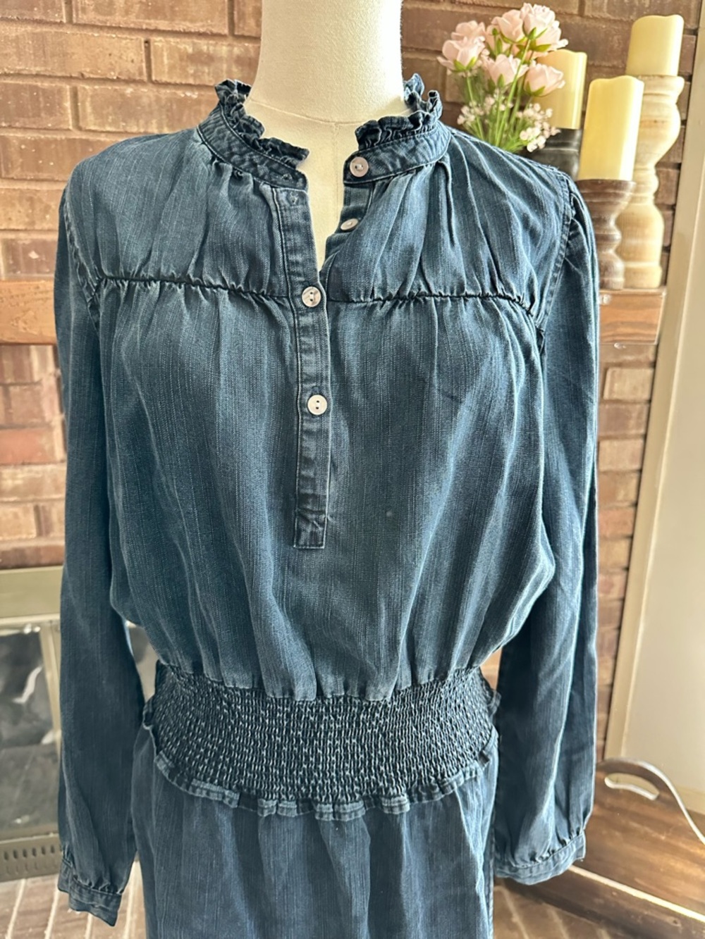 NWT Rails Shawna Dark Vintage Denim Smocked Mini Dress Small S - Picture 4 of 9